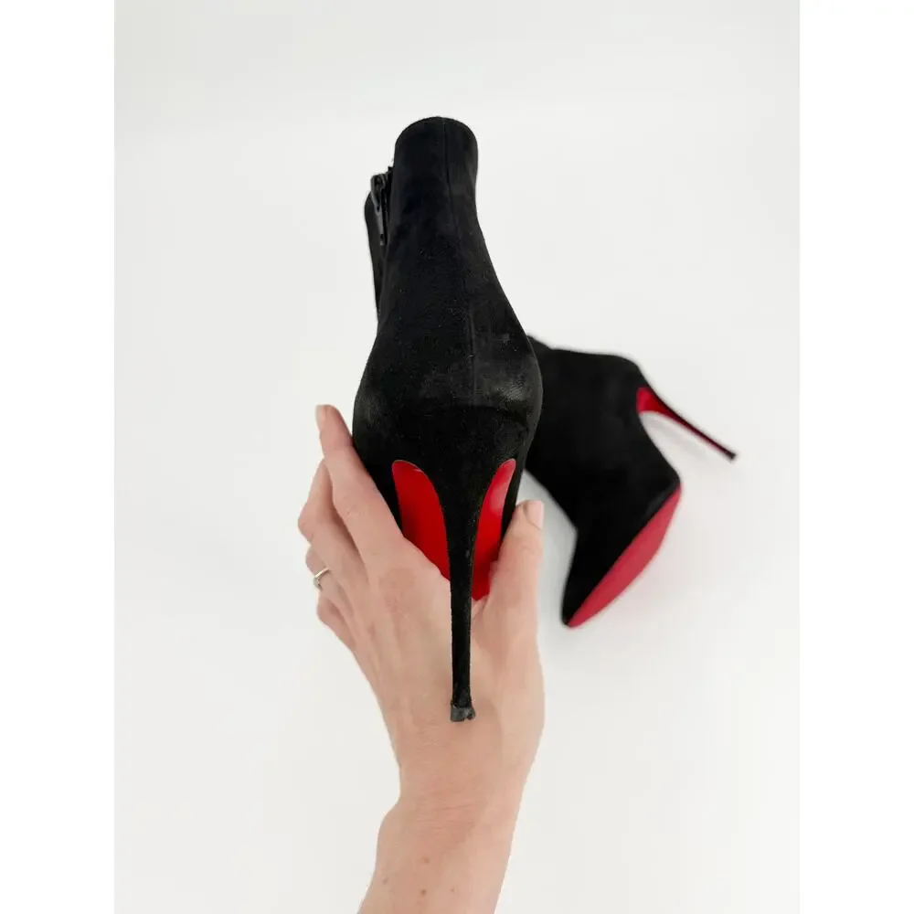 Christian Louboutin Eloise Booty 100 Black Suede Ankle Boots Size 39 EU Box Bag